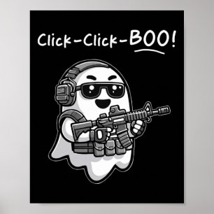 Poster Fantasma Tático Engraçado Clique em Boo Halloween