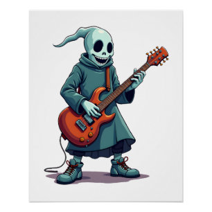 Pôster Fantasma Tocando Guitarra � Camiseta de Halloween