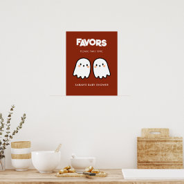 Poster Fantasmas bonitos Gêmeos Chá de fraldas Favorece S