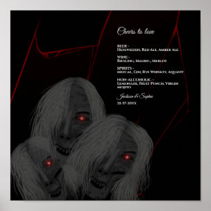 Poster Fantasmas Góticos Red White Black Dark Moody Hallo