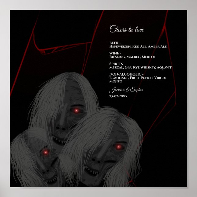 Poster Fantasmas Góticos Red White Black Dark Moody Hallo (Frente)