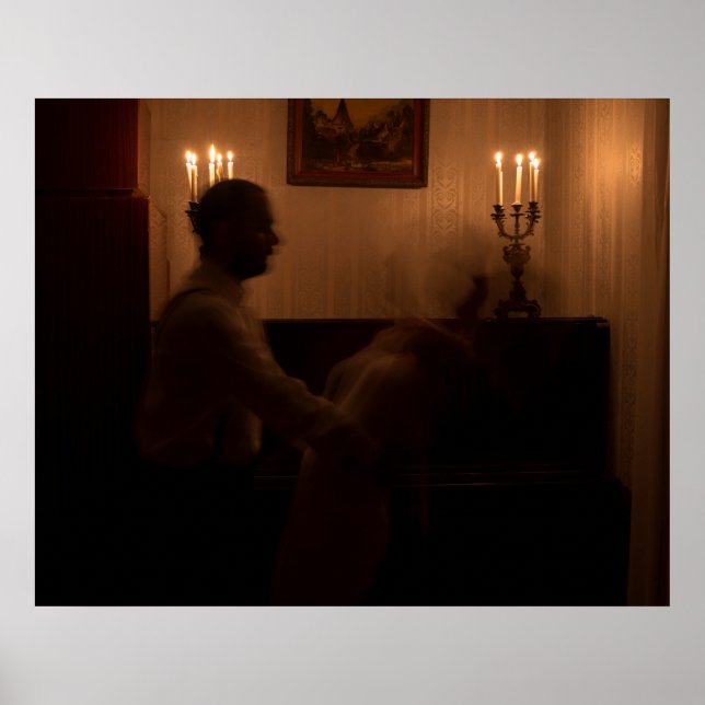 Poster Fantasmas horrorosos na sala, casal dançante (Frente)