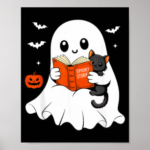 Poster Fantasmas Lendo Livro Gato Preto Fantasia de Hallo