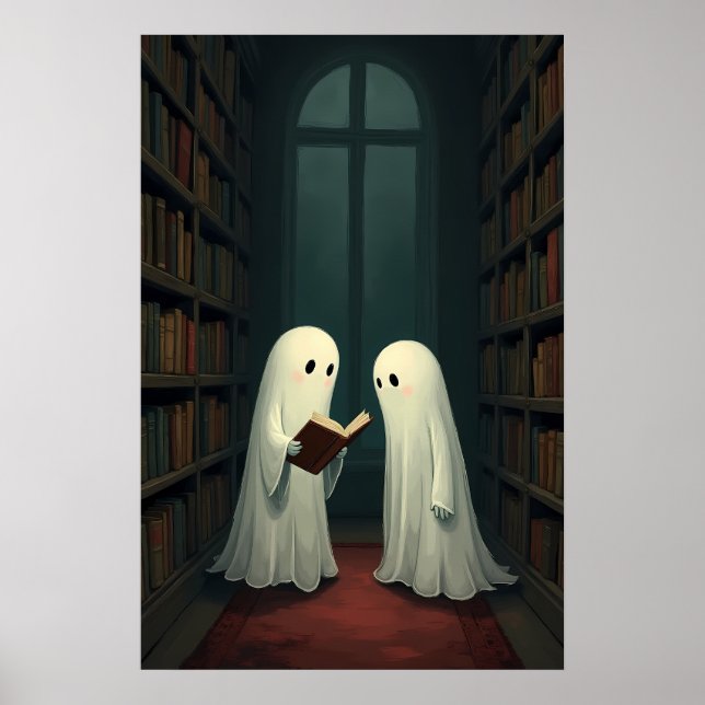 Poster Fantasmas Whimsical em Cozy Reading Haven - Biblio (Frente)