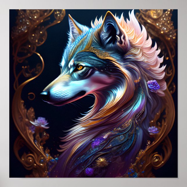 Poster Fantastical Starry Wolf (Frente)