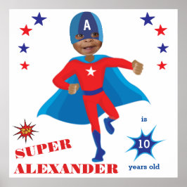 Poster Fantástico americano Super Herói Boy Birthday Trem