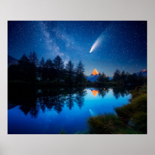 Poster Fantástico céu estrelado sobre a aranha Matterhorn