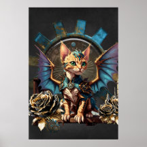 Fantástico gato steampunk de fantasia.