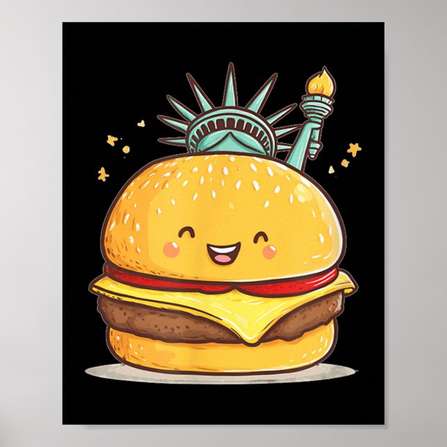 Poster Fantástico Roupa De Burger De Estátua Da Liberdade (Frente)