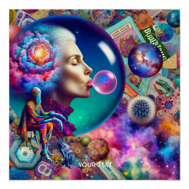 Pôster Fantasy - Abstrato Lady Collage (Frente)