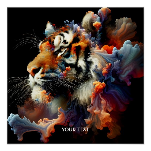 Pôster Fantasy Abstrato Tiger Head (Frente)