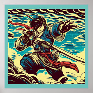 Poster Fantasy Anime Hero 1 - Corte de Madeira Japonês