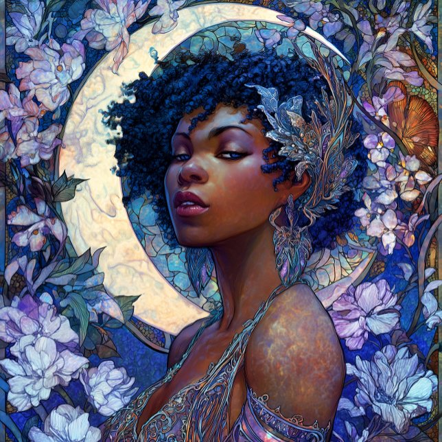 Poster Fantasy Art Black Girl Black Queen Moon Goddess (Criador carregado)