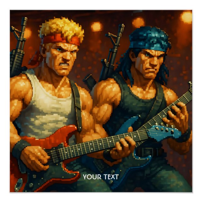 Pôster Fantasy - Banda de Rock Pixelizada (Frente)