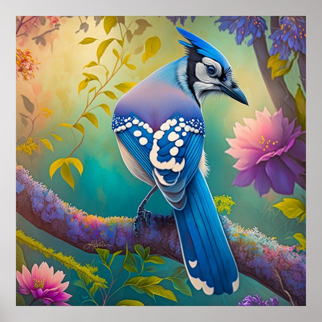 Poster Fantasy Birds Blue Jay (Frente)