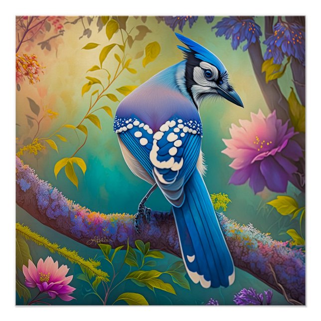 Pôster Fantasy Birds Blue Jay (Frente)