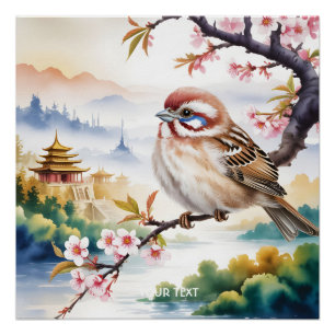 Pôster Fantasy Blossom de Ave Chinês Bonito
