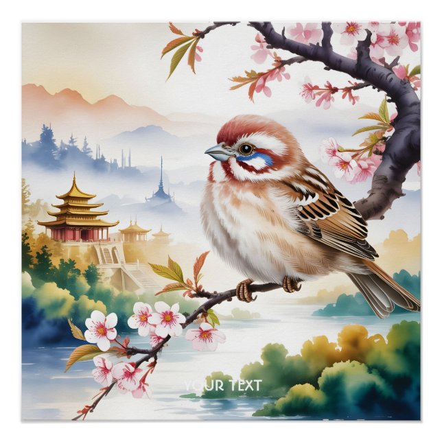Pôster Fantasy Blossom de Ave Chinês Bonito (Frente)