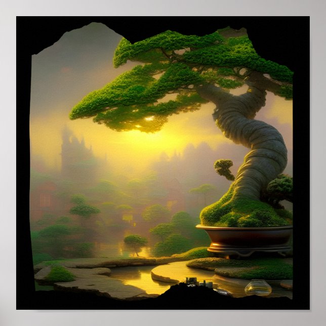 Poster Fantasy Bonsai Tree Arte Digital (Frente)