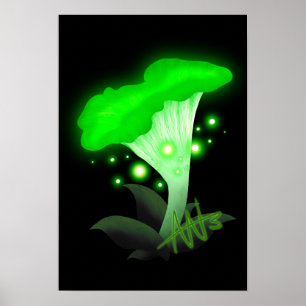 Poster Fantasy Chanterelle Glossudo Cogumelo Verde