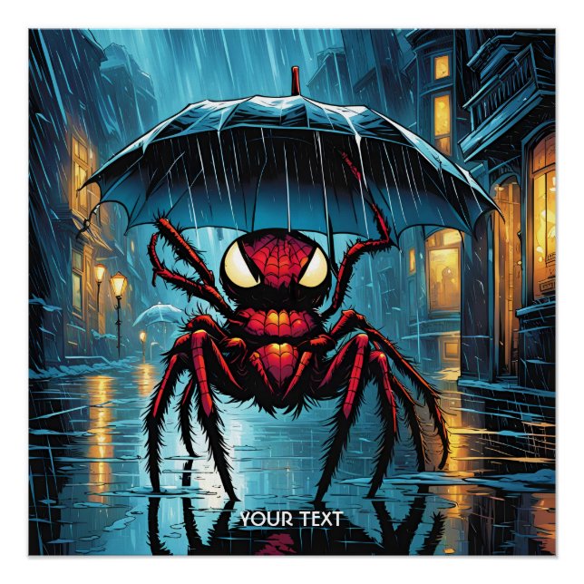 Pôster Fantasy - Chuva-guarda-chuva de aranha vívida e bo (Frente)