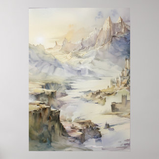 Poster Fantasy Cliffside Fortaleza Superolhando o Mar