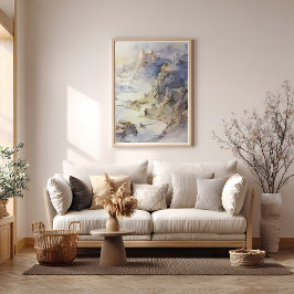 Poster Fantasy Cliffside Fortaleza Superolhando o Mar