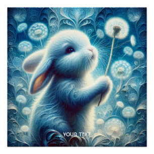 Pôster Fantasy Coelho Bonito Coelho Flor