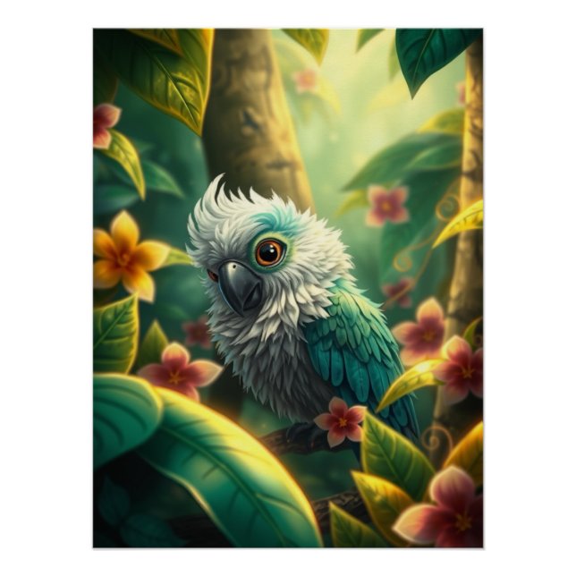 Pôster Fantasy Colorful Parrot (Frente)