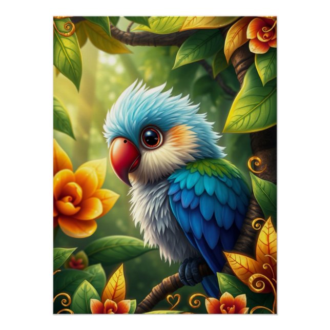 Pôster Fantasy Colorful Parrot (Frente)
