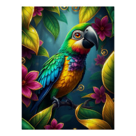 Pôster Fantasy Colorful Parrot