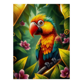 Pôster Fantasy Colorful Parrot
