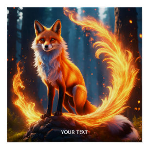 Pôster Fantasy Cuja Vivid Fox Fire Forest