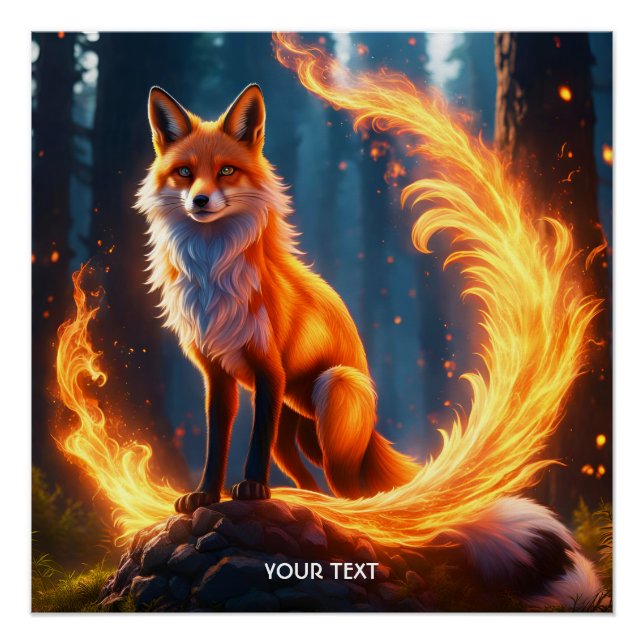 Pôster Fantasy Cuja Vivid Fox Fire Forest (Frente)