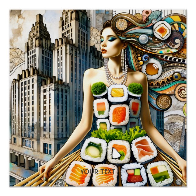 Pôster Fantasy Cute Abstract Sushi Dress (Frente)