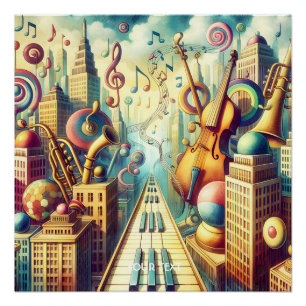 Pôster Fantasy Cute Abstrato Music City