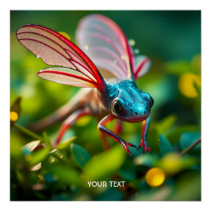 Pôster Fantasy Cute Axolotl Com Asas