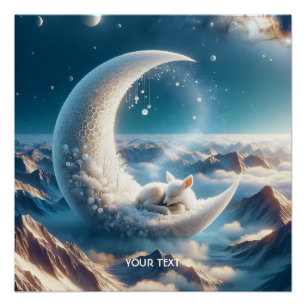 Pôster Fantasy Cute Baby Deer Moon