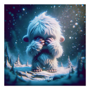 Pôster Fantasy Cute Baby Yeti Winter