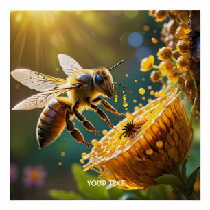 Pôster Fantasy Cute Bee Flowers Sun