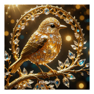Pôster Fantasy Cute Bird Filigree Diamantes