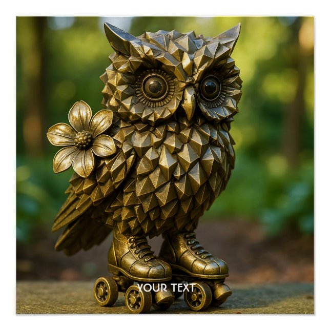 Pôster Fantasy Cute Brass Owl Skates (Frente)