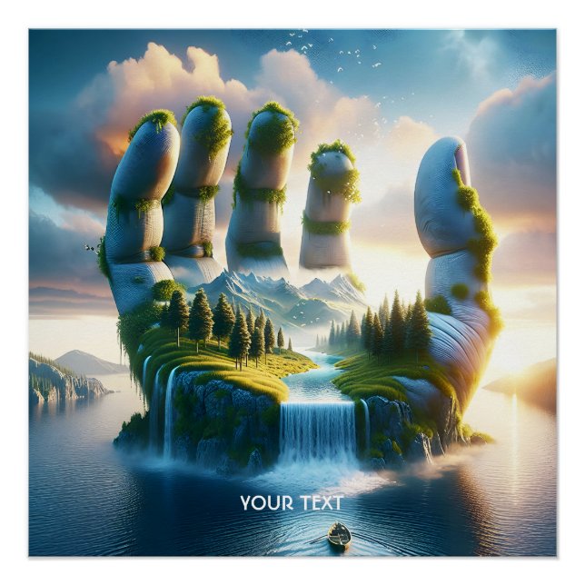 Pôster Fantasy Cute Bridge Lake Hand (Frente)