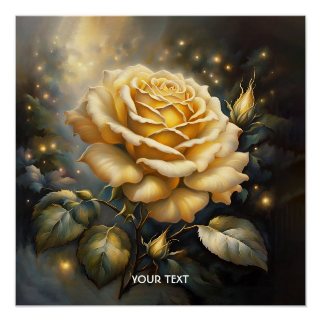 Pôster Fantasy Cute Bright Yellow Rose (Frente)