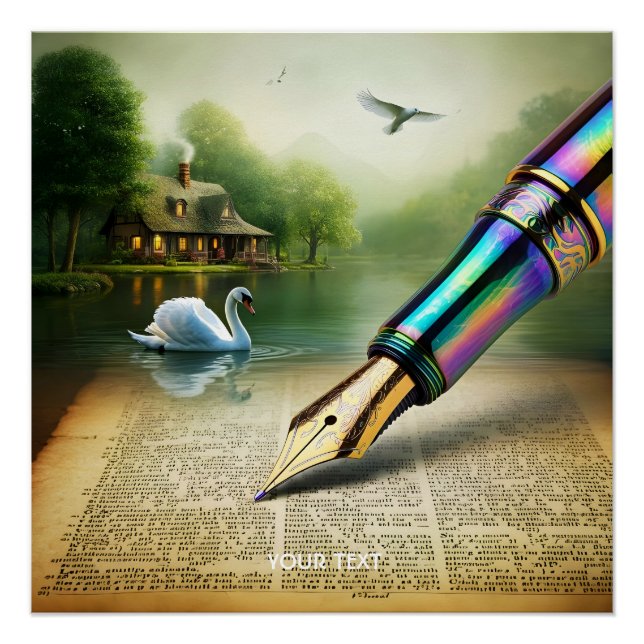 Pôster Fantasy Cute Caneta Lake Swan (Frente)