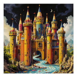 Pôster Fantasy Cute Castle De Lápis