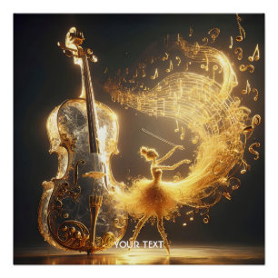 Pôster Fantasy Cute Cello Dance Notes