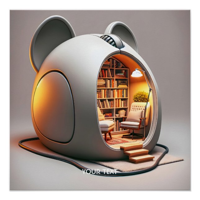 Pôster Fantasy Cute Computer Mouse House (Frente)