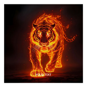 Pôster Fantasy Cute Fire Big Tiger