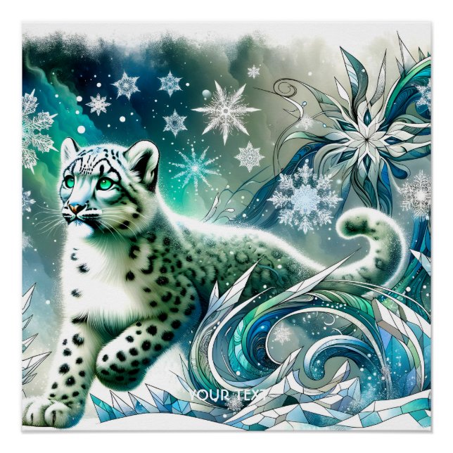 Pôster Fantasy Cute Green Eyes Lepard (Frente)